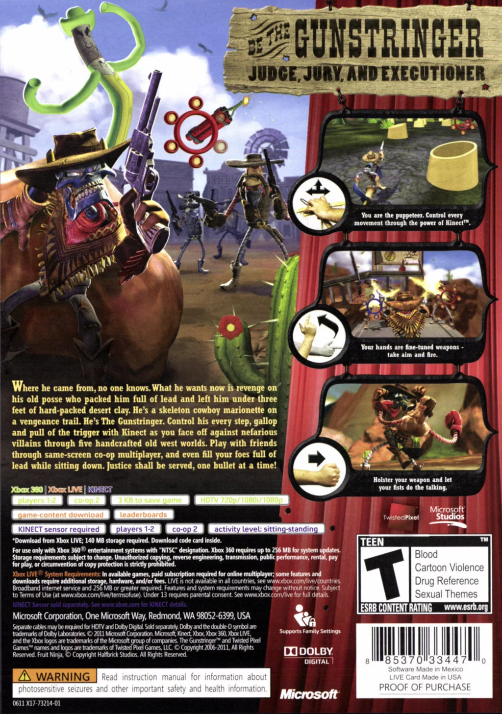 XBOX 885370334470 360, Gunstringer, Microsoft,