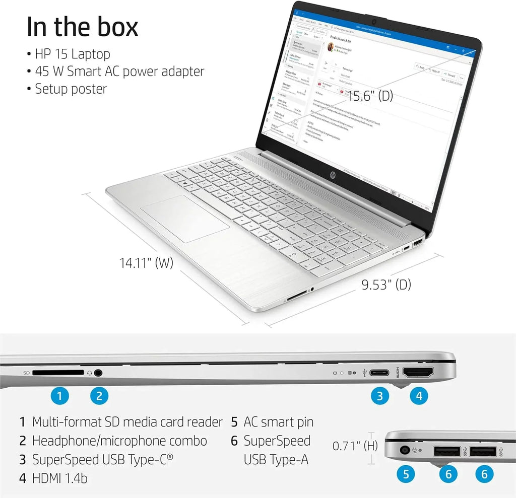 Laptop BT Computer, Graphic, Full HD Wi-Fi 11 6, Intel i5-1135G7, 15 4-core PCIe Silver, Xe SSD, 15.6" Natural RAM, 256GB Windows HP Iris Home Business 4.2, 16GB