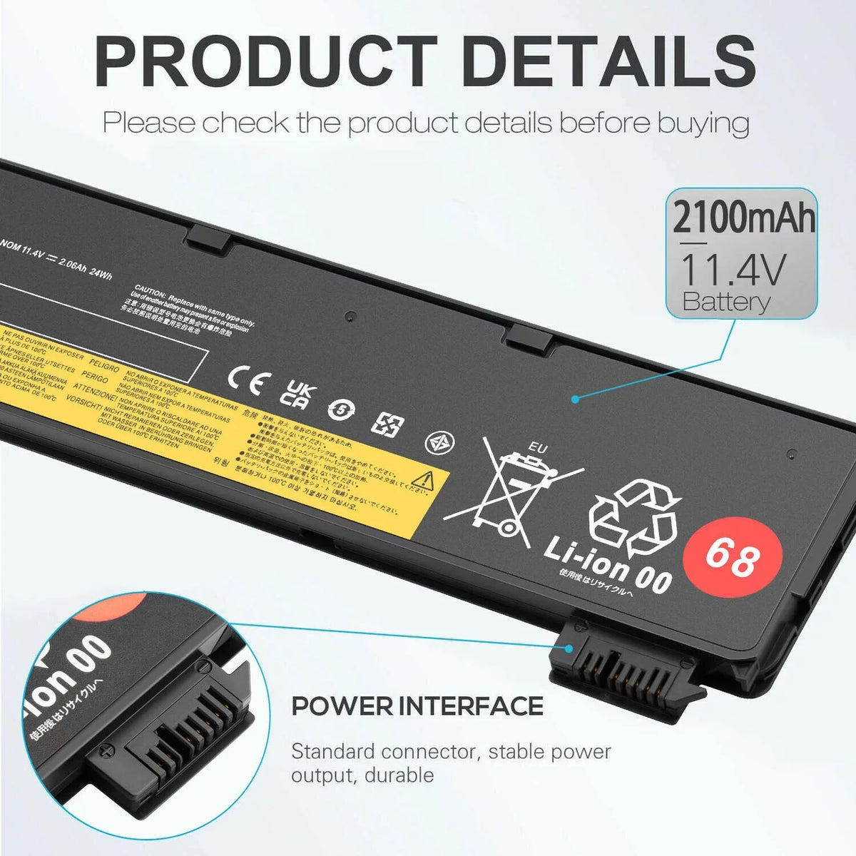 ThinkPad for 45N1127 T450s 45N1126 X240 10x 45N1127 T440 Lenovo Battery X250 68