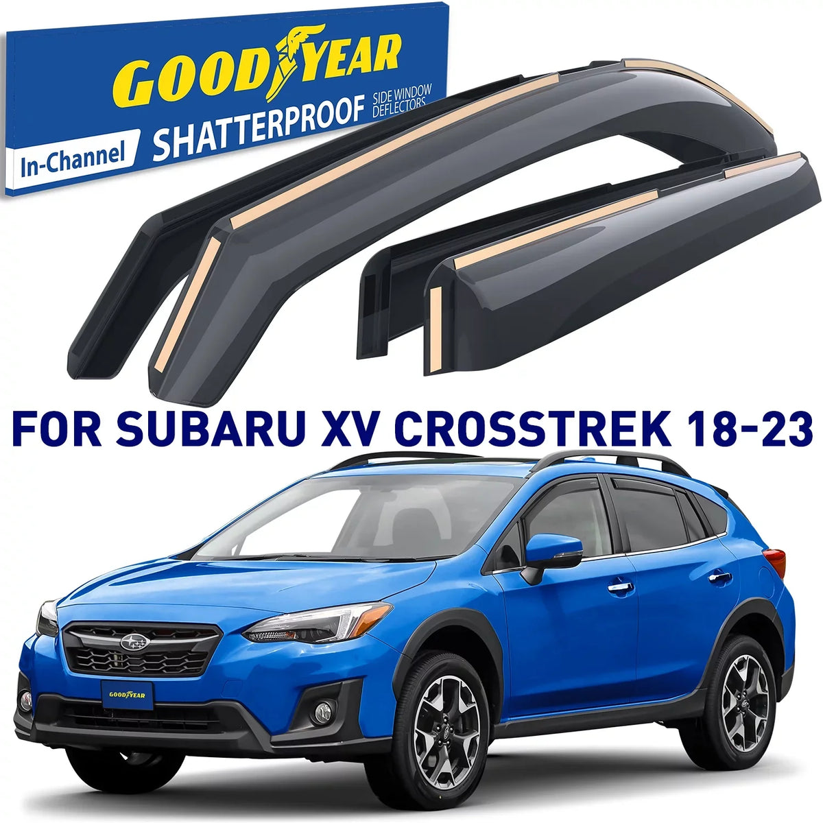 Window Deflectors Cars, Goodyear Vent Car Window Guards, for in-Channel 4 Crosstrek 2018-2023/Impreza Subaru for Accessories, 2017-2023, XV - Shatterproof Deflector, Rain pcs Visors Hatchback GY003477