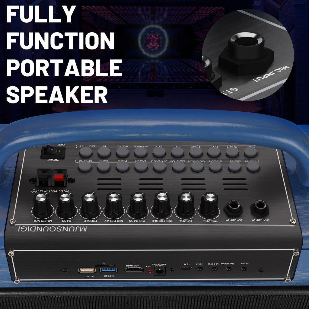 Touch Microphone/WiFi/USB/SD/PC/TV/Phones/HDMI Portable BT Karaoke Machine Adults&Kid,14”HD Screen/Android 12/4+64G,Support Loudspeaker for Streaming Systems Wireless