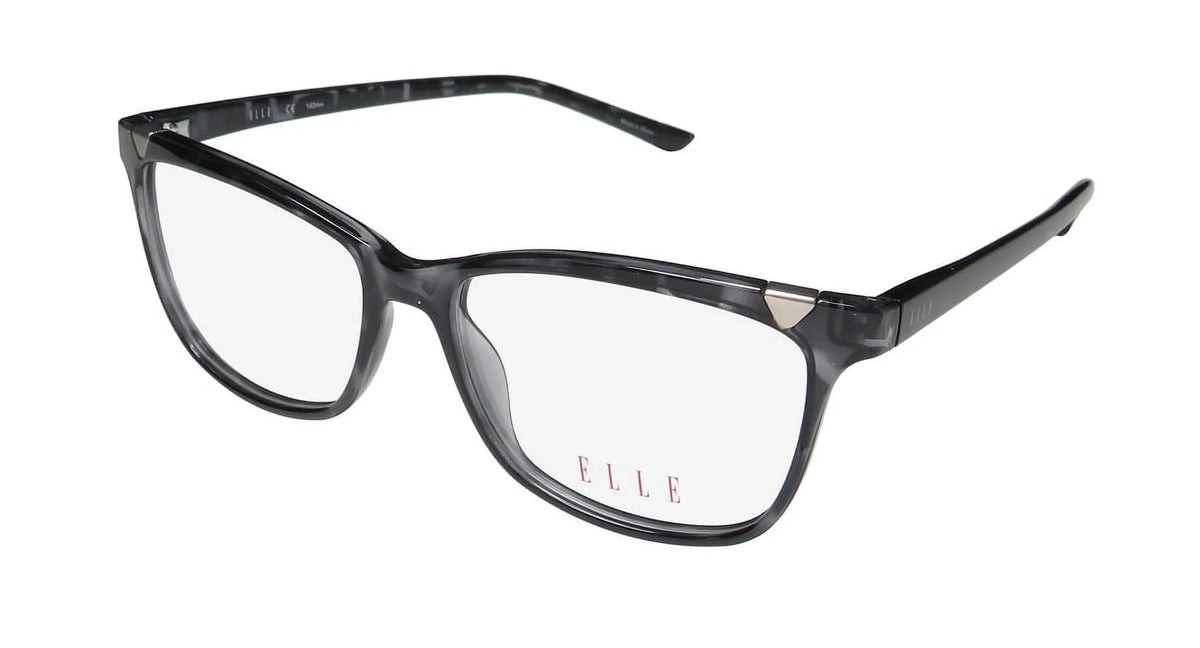 CASUAL AFFORDABLE BUDGET CAT EYE FRAME DEMO DESIGNER EYEGLASSES/SPECTACLES WOMENS/LADIES CAT NEW ELLE 13425 EYE 53-15-140 LENSES GRAY FULL-RIM