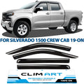 Truck 1500 Durable Incredibly Compatible ART Rain 419160 Vent Window Visors, Crew Silverado/GMC with Sierra Guards Window Tape-on 2019-2024 Cab, (Chevy) Chevrolet CLIM 4pcs- Accessories, Deflectors,