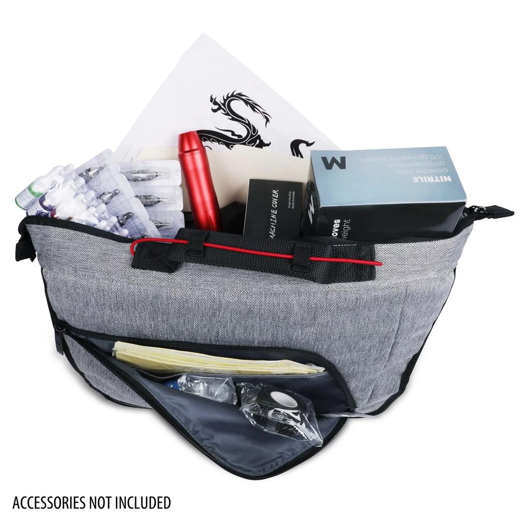 Bag Tattoo Kit Holds Dividers, Machine, Ink Equipment Weather Case - Customizable with Power Resistant USA Tattoo Supply, Professional Tattoo Supplies Bottom Messenger Gear - More & and Only Gun Set,