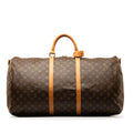 Pre-Owned Keepall Authenticated Bag Unisex Monogram (Good) Bandouliere Vuitton Brown WeekenderBag Canvas 60 Travel Louis