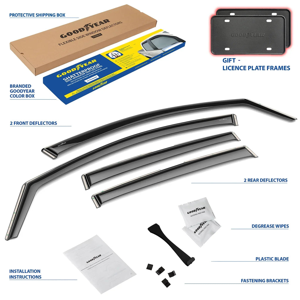 Window Deflectors Cars, Goodyear Vent Car Window Guards, for in-Channel 4 Crosstrek 2018-2023/Impreza Subaru for Accessories, 2017-2023, XV - Shatterproof Deflector, Rain pcs Visors Hatchback GY003477