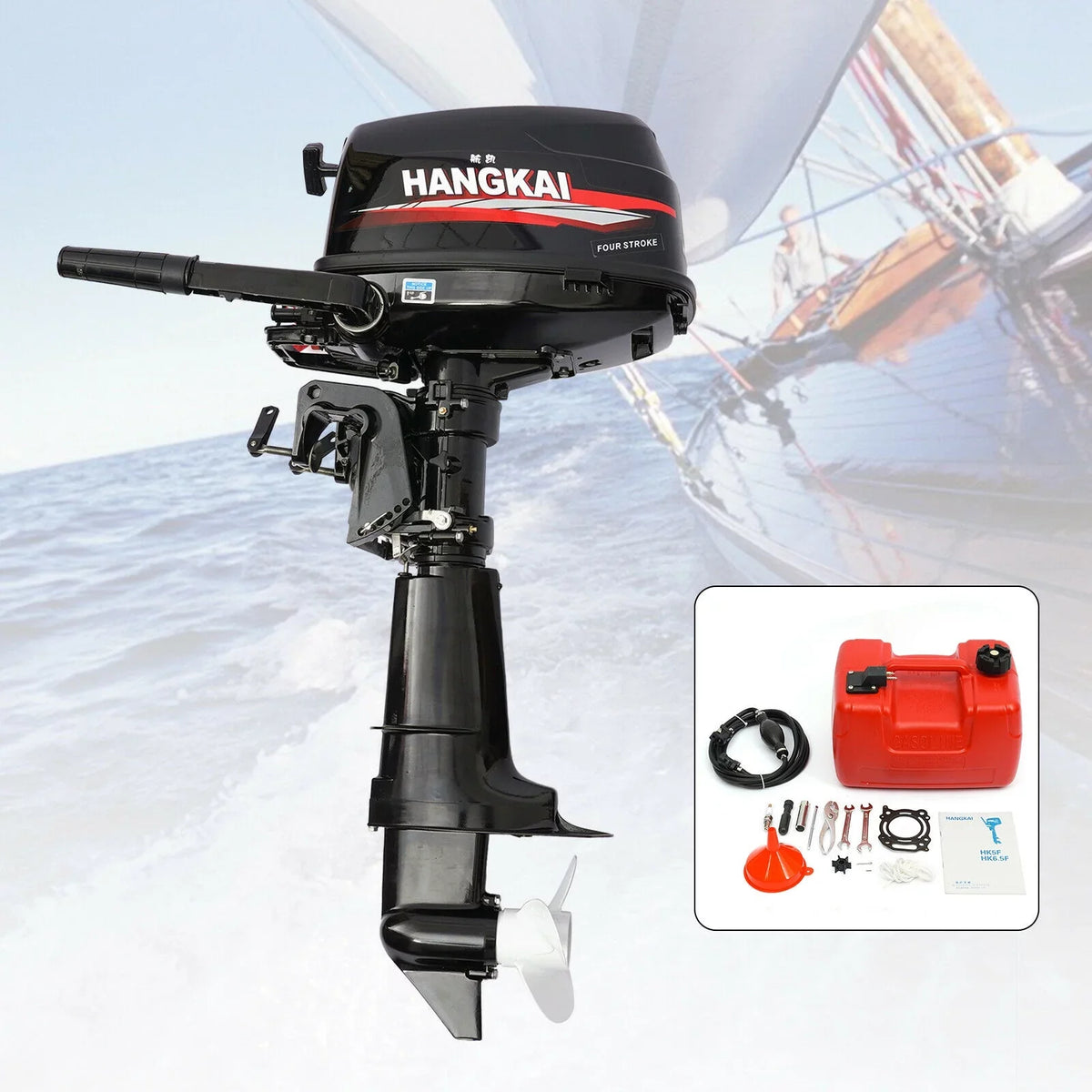 Cylinder Ignition Max Motor Cooling System Water Single 6.5HP 6000r/min 123CC with Duty & Outboard Boat Anqidi Engine Stroke 4 CDI Control Tiller Heavy