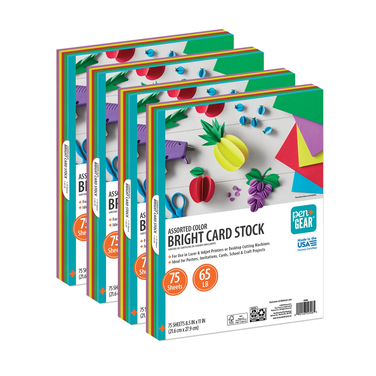 Gear Assorted x Stock 8.5 65 Paper, + 300 Card Bright, 11, Sheets lb, Pen