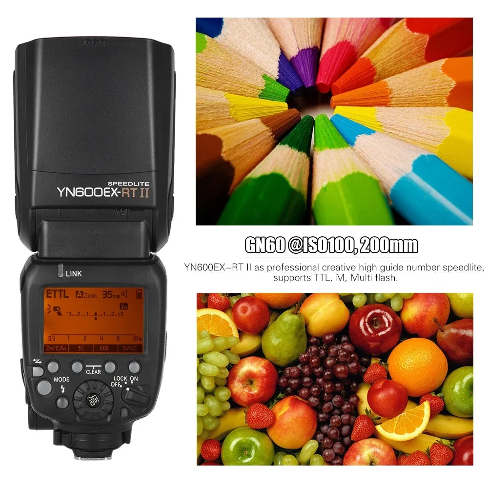 Wireless Master 2.4G Zooming 600EX YN600EX Support Camera RT Auto/ Professional II TTL YONGNUO YONGNUO Creative II GN60 Manual as 1/8000s RT Flash EX YN6000 HSS Canon Speedlite for RT