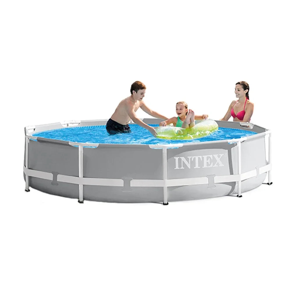 10' 30" and Ground INTEX Maintenance Swimming Prism Pool x Frame Kit Above