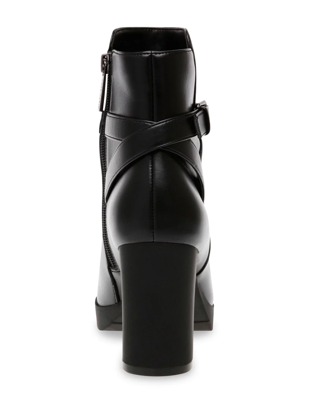 Womens Booties Heel Zip-Up M Block Round Dress Cushioned Toe KLEIN Heidi 6 ANNE Buckle Black Accent