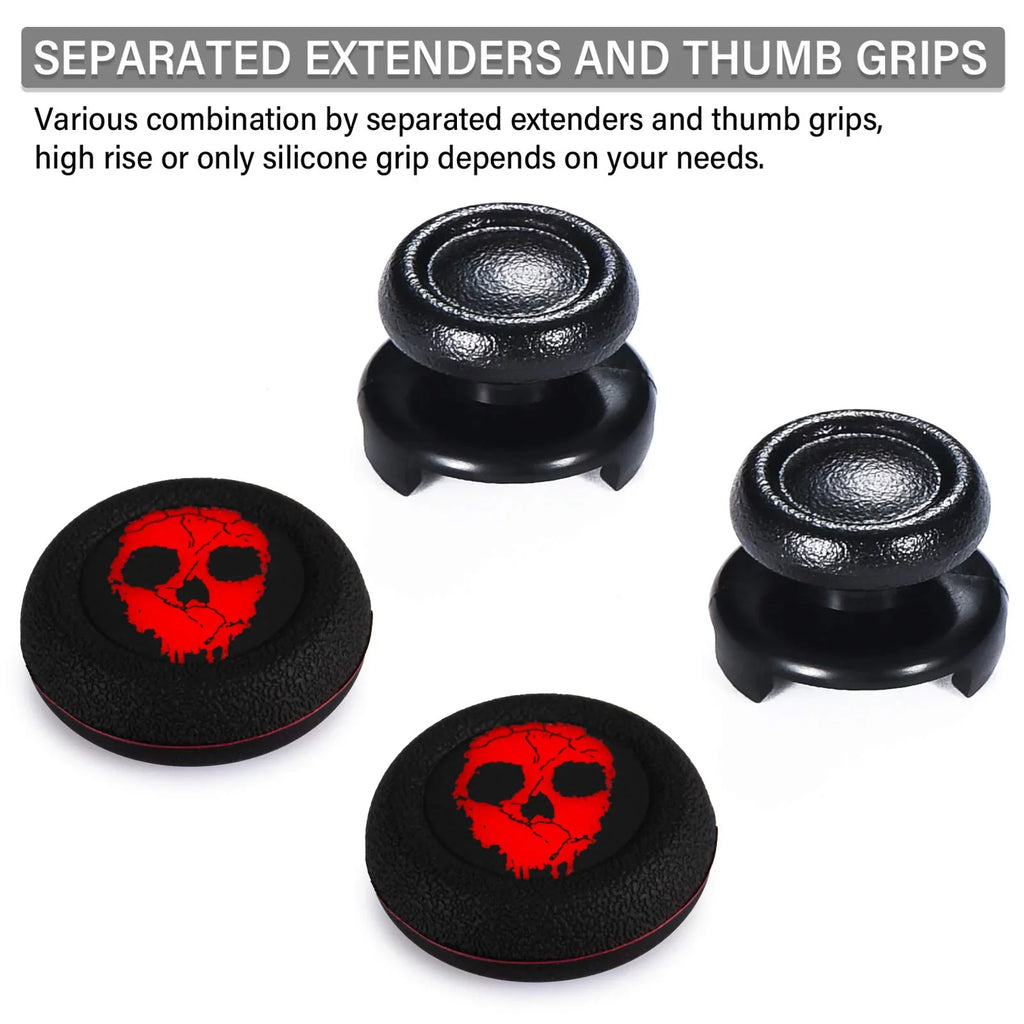 Rubber Silicone Thumbstick 2 Red) Extender Sets PS5 Dualsenese FPS Grip for PS4 Playrealm & Controller (Ghost Printing & Cover
