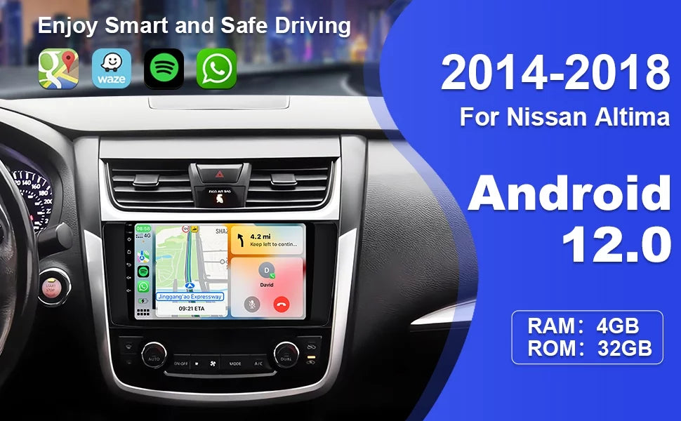 BT Support Altima Car Camera Screen & 8 IPS Auto Navi GPS 2014-2018 for 12 Stereo core(4+32G) inches Android Double Radio 9 Android Car Carplay with Nissan Touchscreen FM Din Backup