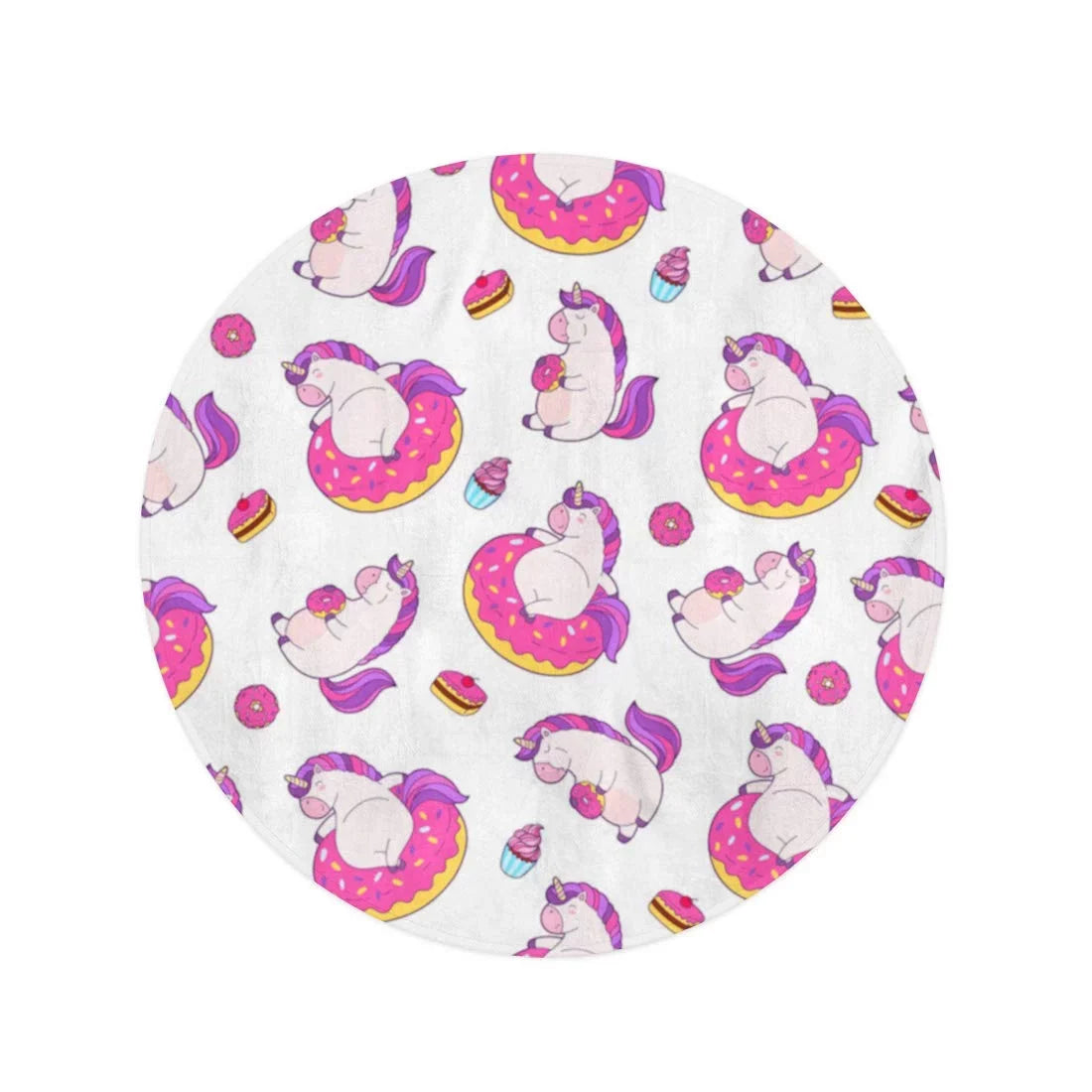 Beach Unicorns Mat Circle Pattern Inflatable inch Towel 60 Funny Tapestry Donut and Sitting Circular Towels KDAGR Travel Round Blanket Beach Throw Eating in