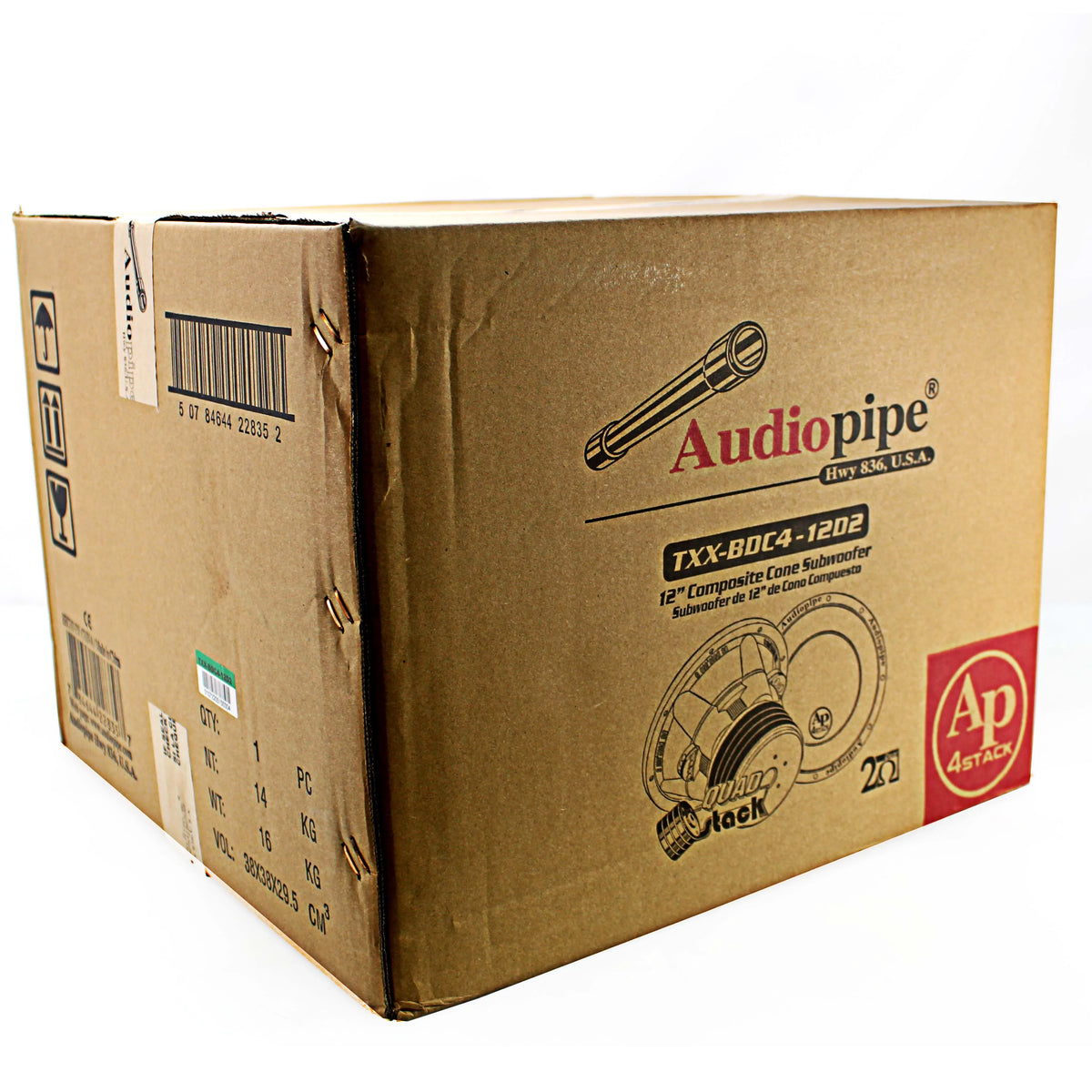 2 Inch Watt Ohm System AudioPipe 2,200 TXX-BDC4-12D2 Subwoofer Audio Dual Car 12