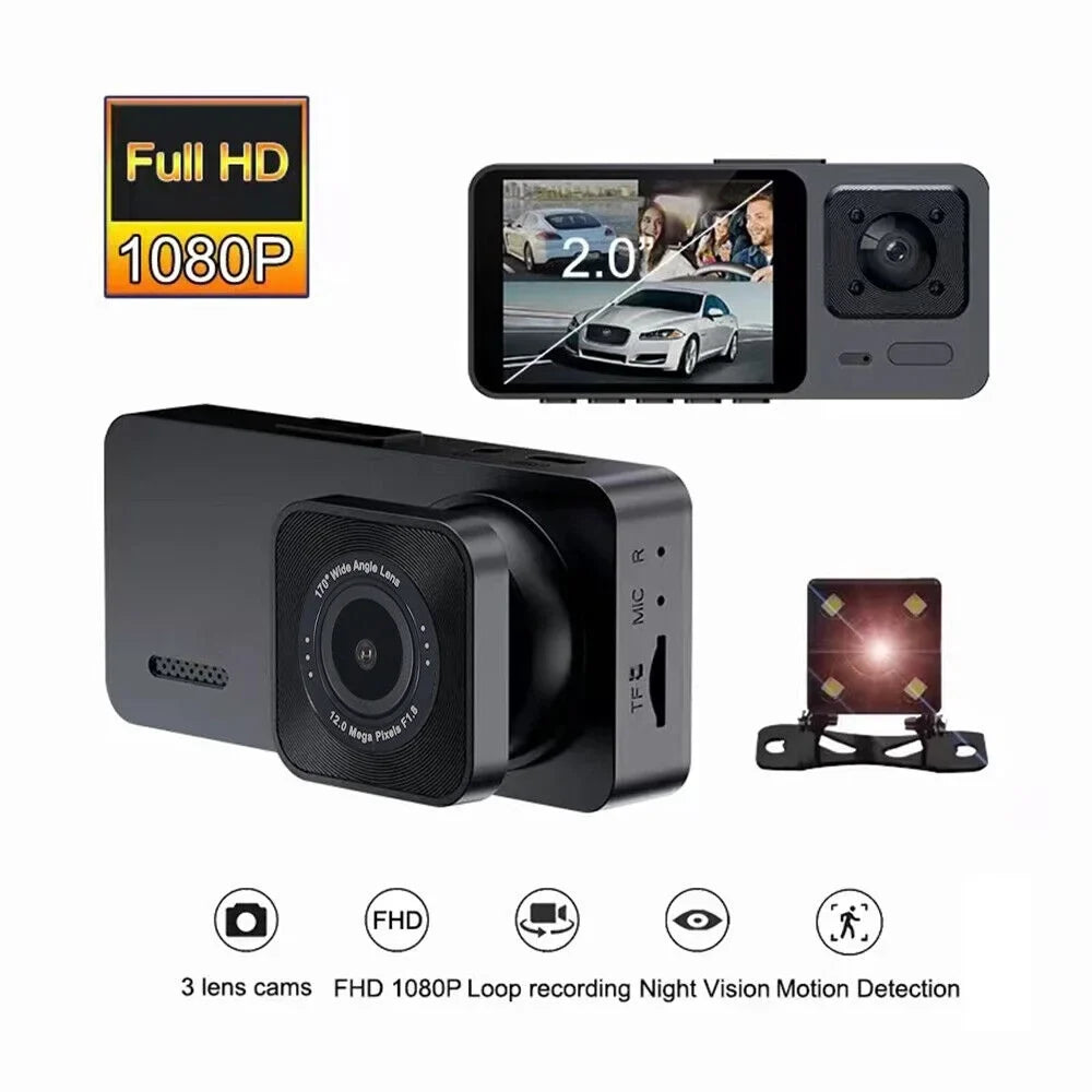 G-Sensor Lens Cam Recorder HD Front/Rear/Inside 1080P Dash Paddsun Dual Camera Video Car