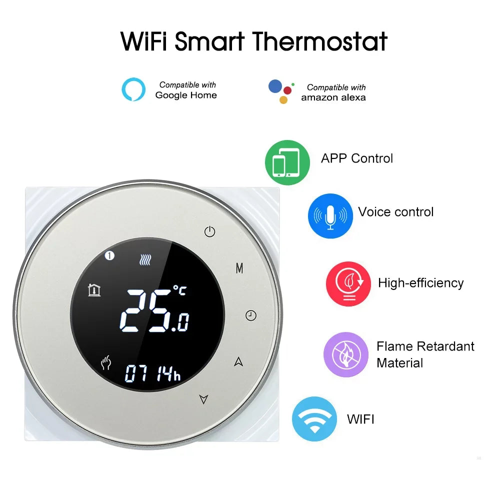 Controller with Backlight with Touchscreen Voice HomeIFTTT Gas Compatible LCD Boiler Heating Control Programmable Echo/ Dry