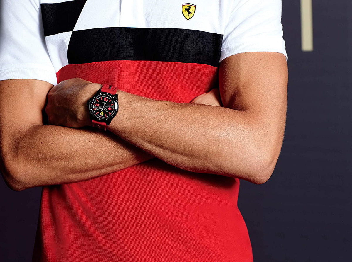 Leather XX Men's Black 46mm Watch Kers Ferrari Strap Scuderia