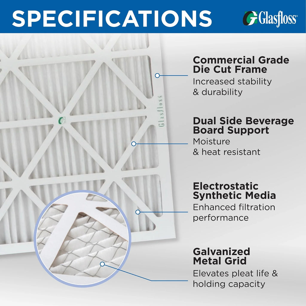x 23-1/2 Air Actual Glasfloss. by 13-1/2 6 Filters x 14x24x1 Pleated MERV of 11 Size: Pack 7/8