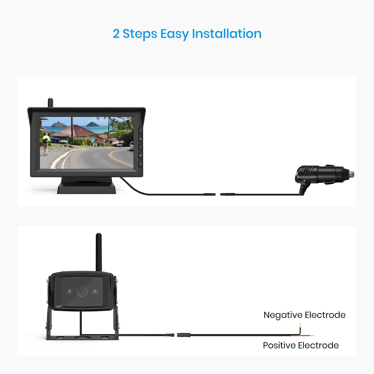 Night High-Speed with Trailers/ Observation RV/ Parking Kit, HD 7" Wireless Rear Cameras for Waterproof View IR Camper/Semi-Trailer/Tractor Camera Lines Monitor Backup Vision Reversing with