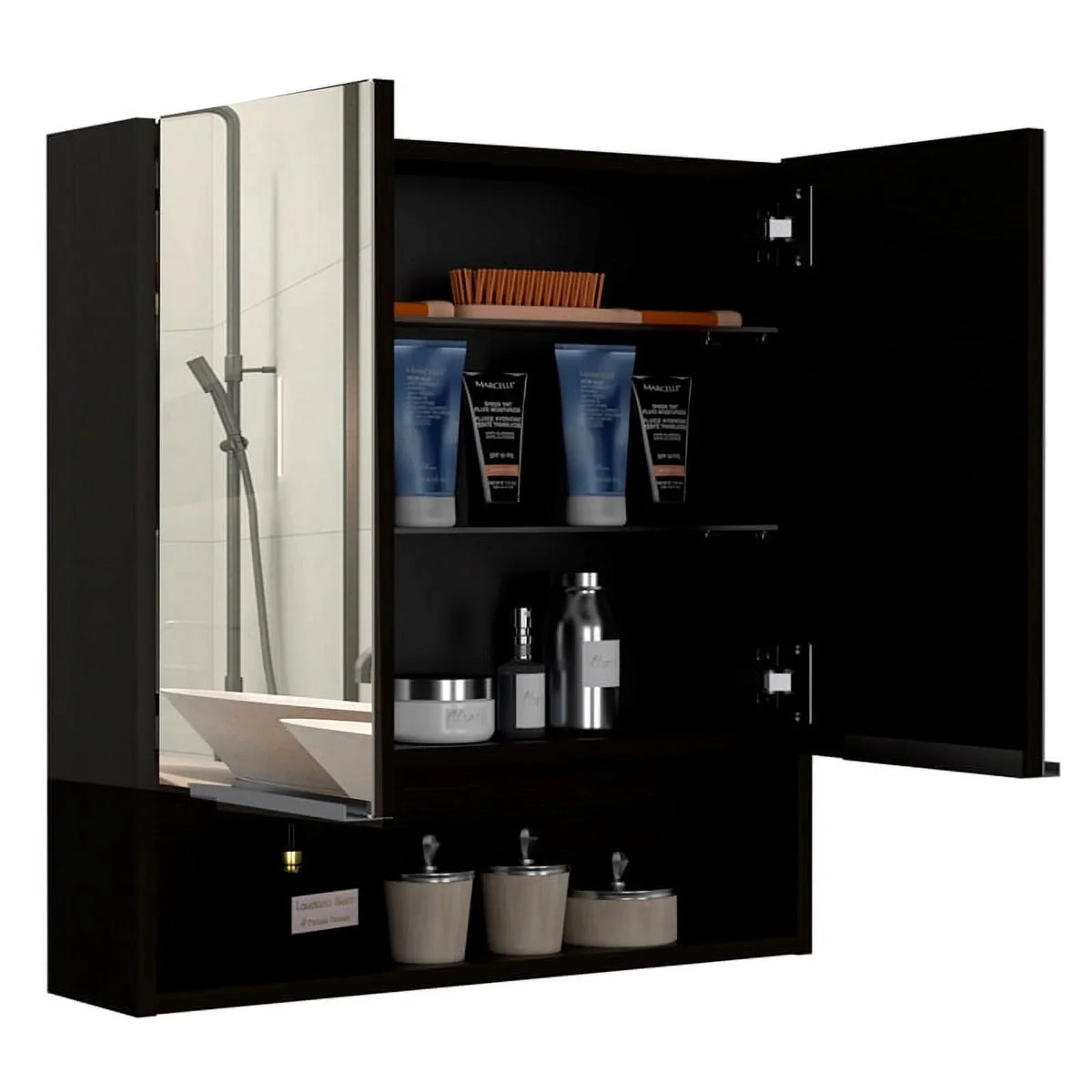 Square 2-Piece Cabinet Medicine & 63" One Set Linen Cabinet with Door Home