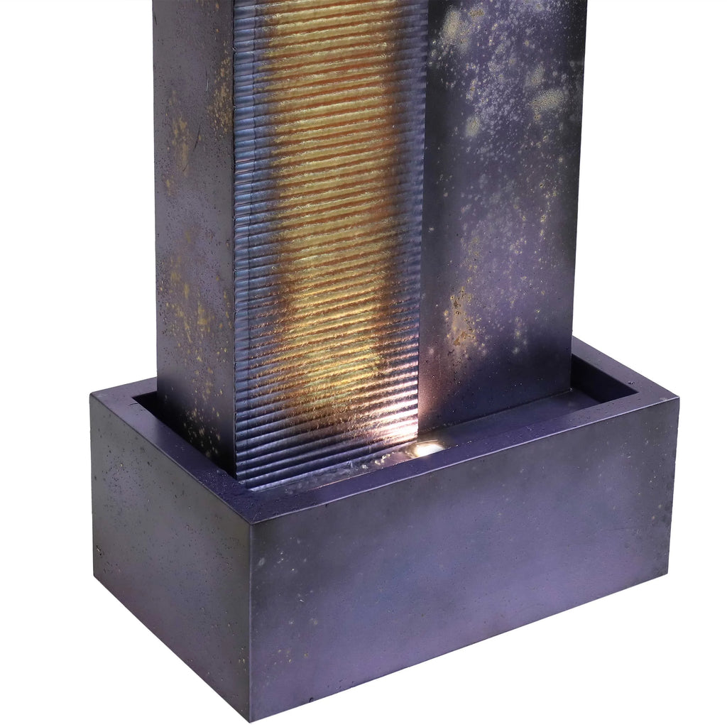 LED Metal Cascading Sunnydaze Outdoor Fountain - Tower with 32" Lights