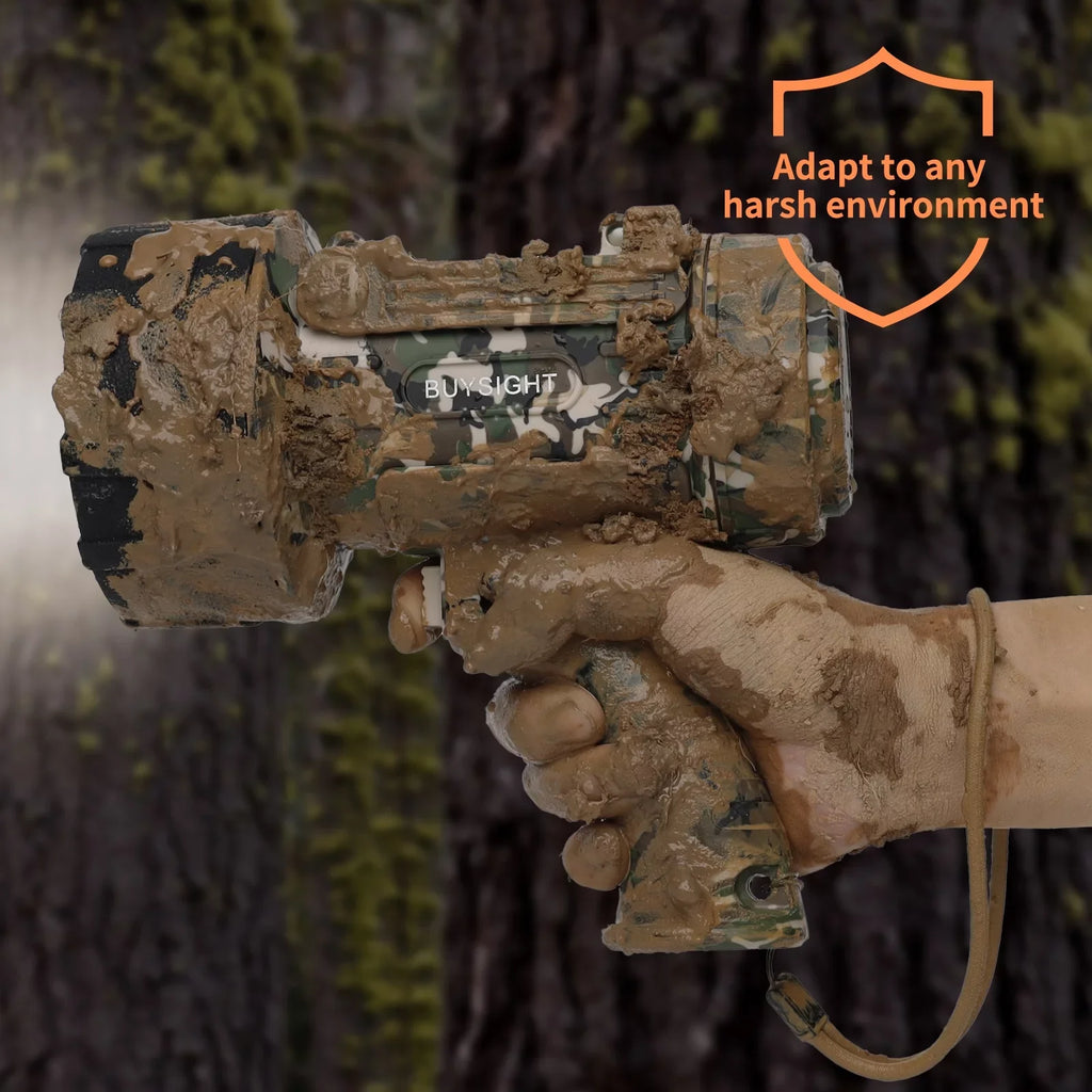 BUYSIGHT Spotlight Flashlight Flashlight,120000 held Filter (Camouflage red Rechargeable lumens Green) Lamp Hunting Waterproof Spotlight with Hand
