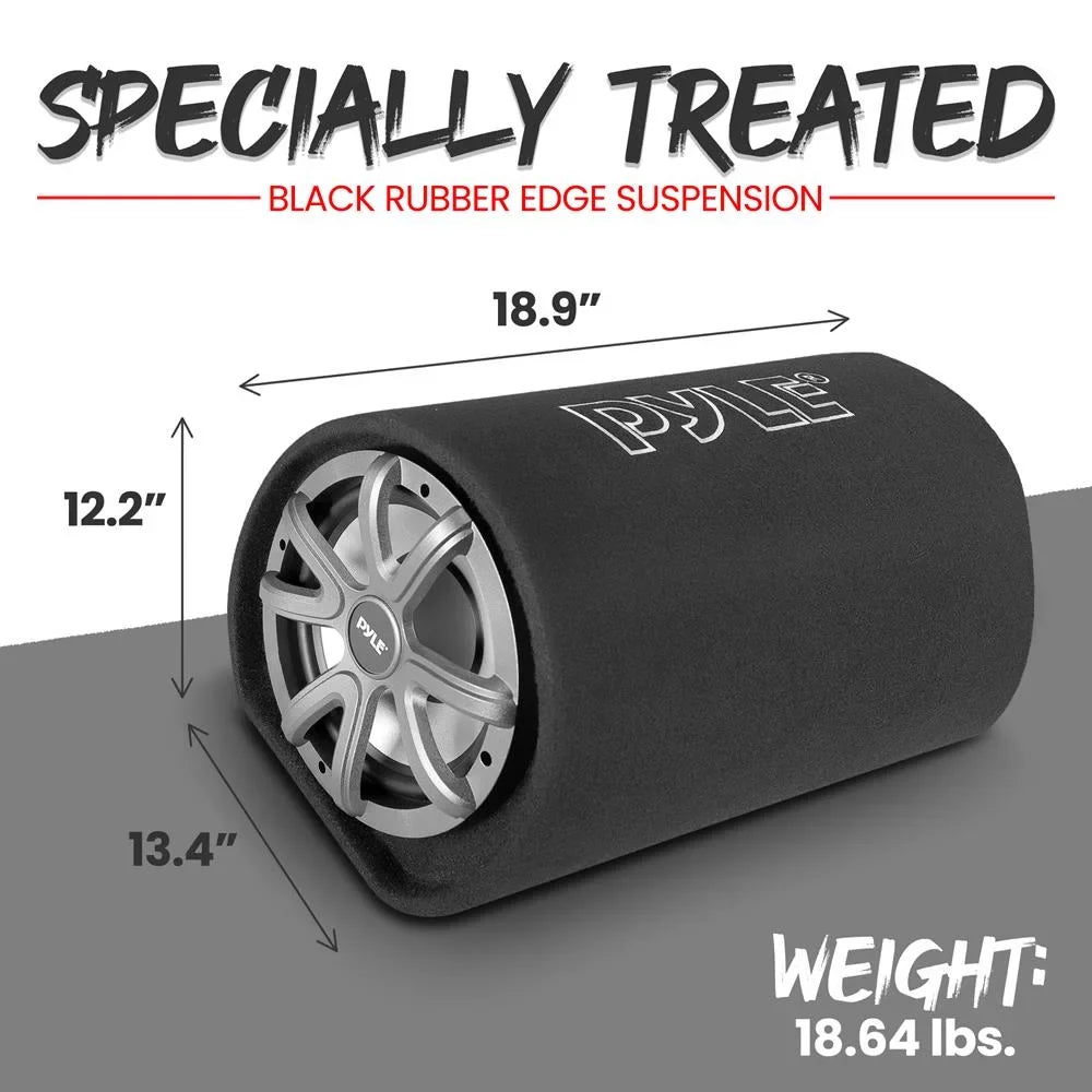 Subwoofer Audio System Sub 500-Watt Speaker Power Carpeted Car Enclosure High Tube Pyle10-Inch Bass