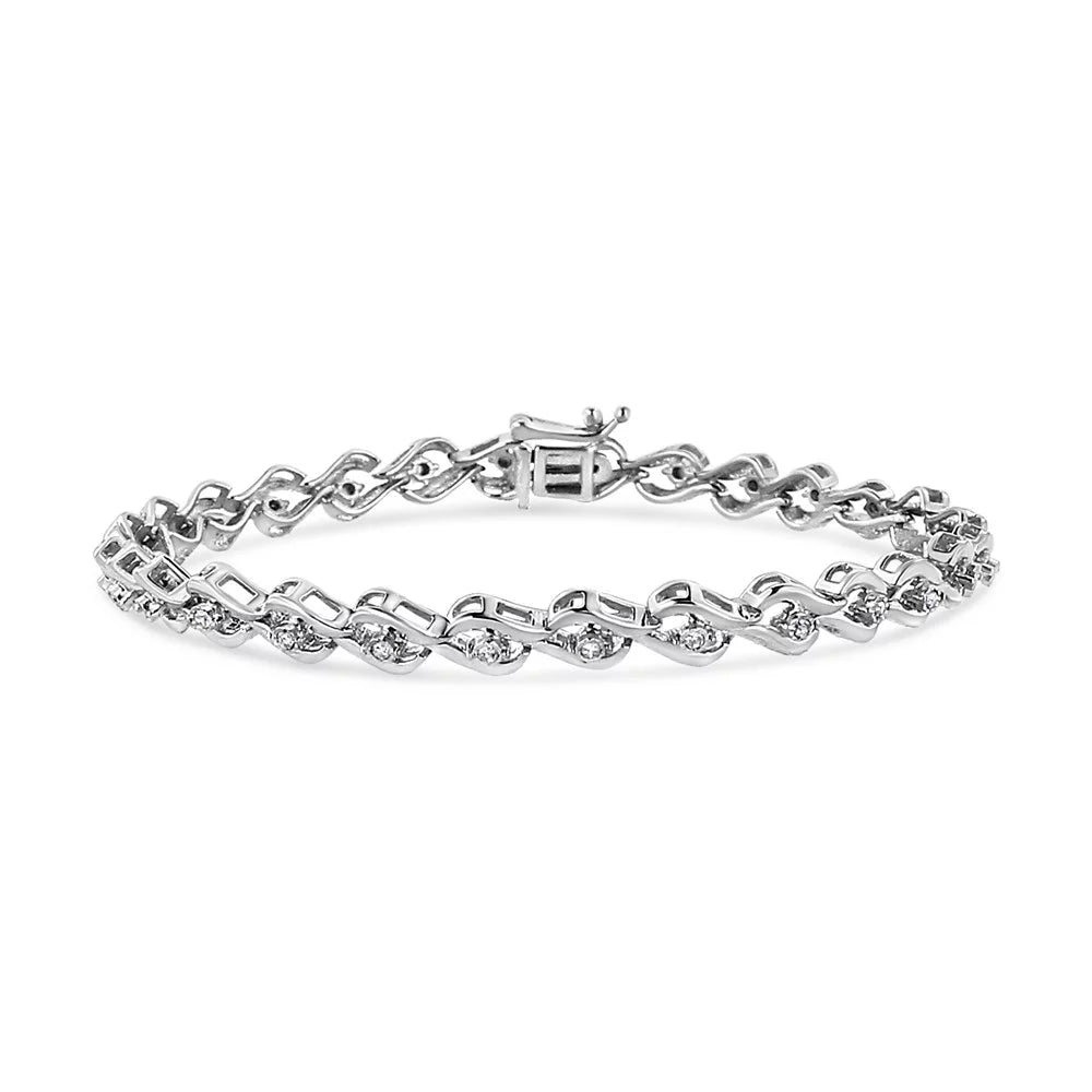 '- Color, Link Cttw Silver 7.25" Sterling Diamond Promo .925 Bracelet Round-Cut Clarity) (I-J 1/10 I3