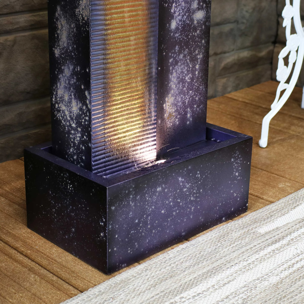 LED Metal Cascading Sunnydaze Outdoor Fountain - Tower with 32" Lights