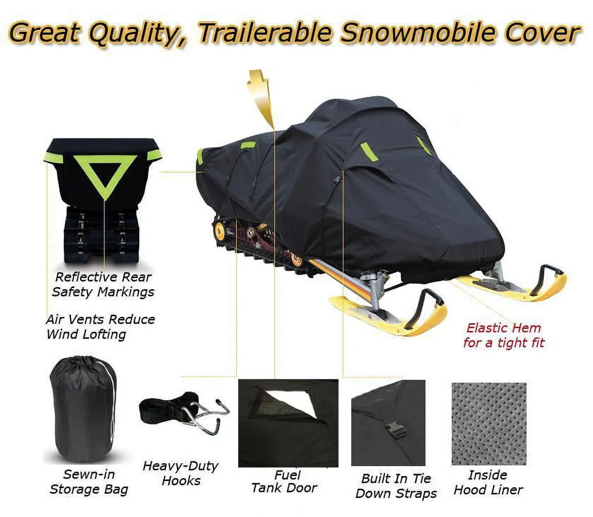 Cat model Snow Gear Snow 2001-2004 MOUNTAIN for Sled 600 Arctic snowmobile Machine Compatible Denier Cover Trailerable CAT,