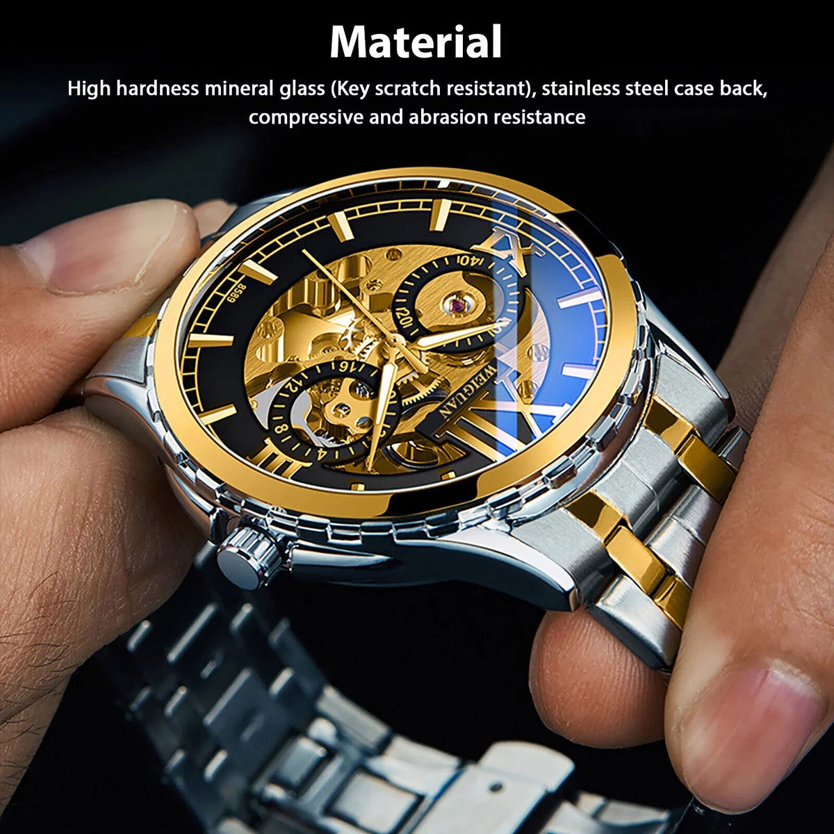Skeleton Steel Hollow Luxury Men's Stainless Watch Mechanical Business Automatic