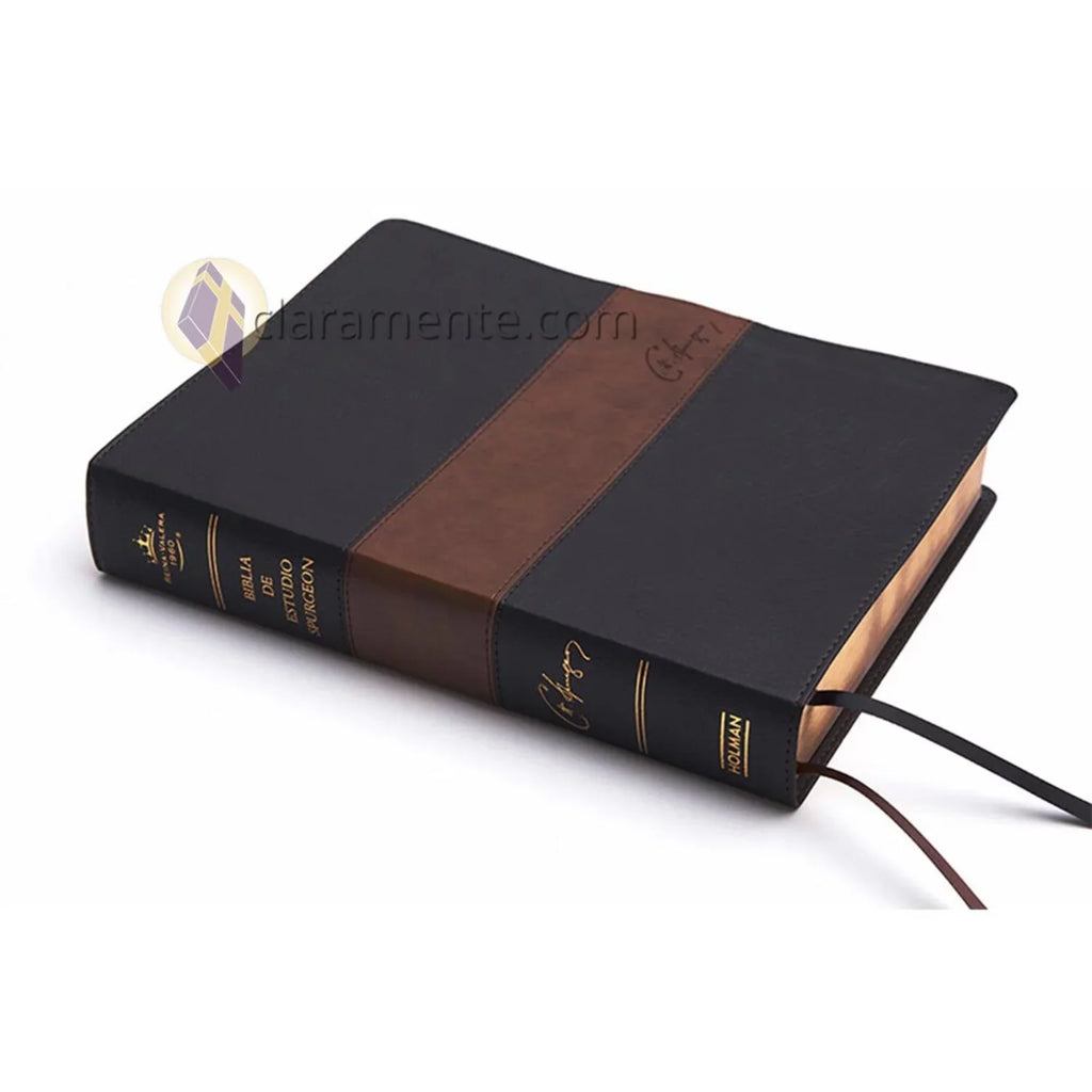 Spurgeon, Biblia piel negro/marrón 1960 RVR (Hardcover) símil estudio de