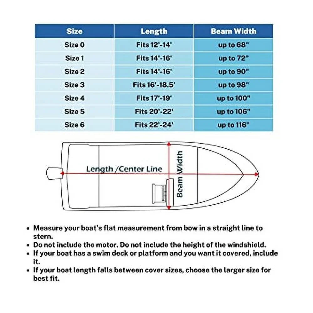 Waterproof Duty Pro-Style & 12ft-14ft to Heavy V-Hull Boats, Bass Savvycraft Long, Fish 12'-14', fits up Polyester Ski Beam 68" Marine Boat Cover Boats Grade Runabouts,