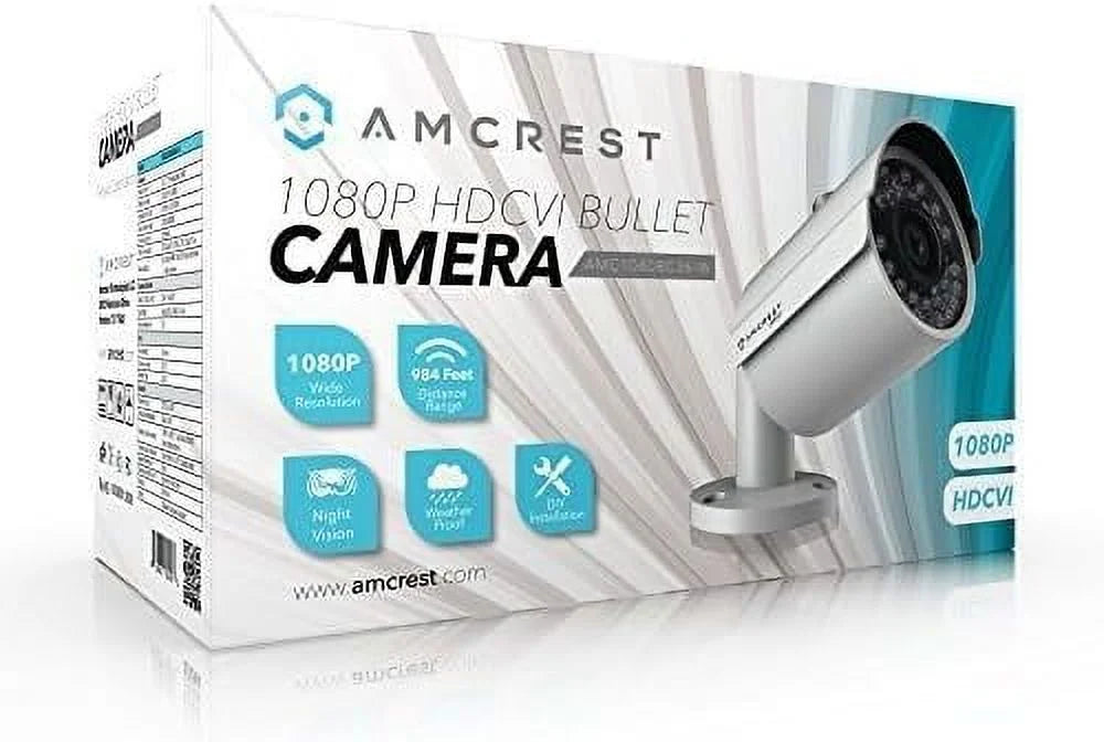 IP67 @ Not (Not Required, Camera) 2MP (AMC1080BC36-W) Camera, IP FOV, HD-CVI/TVI/AHD, (DVR an Quadbrid Outdoor Analog White 1080P 98ft Bullet Security Included) Metal, Night 30fps, 90° Vision, Amcrest