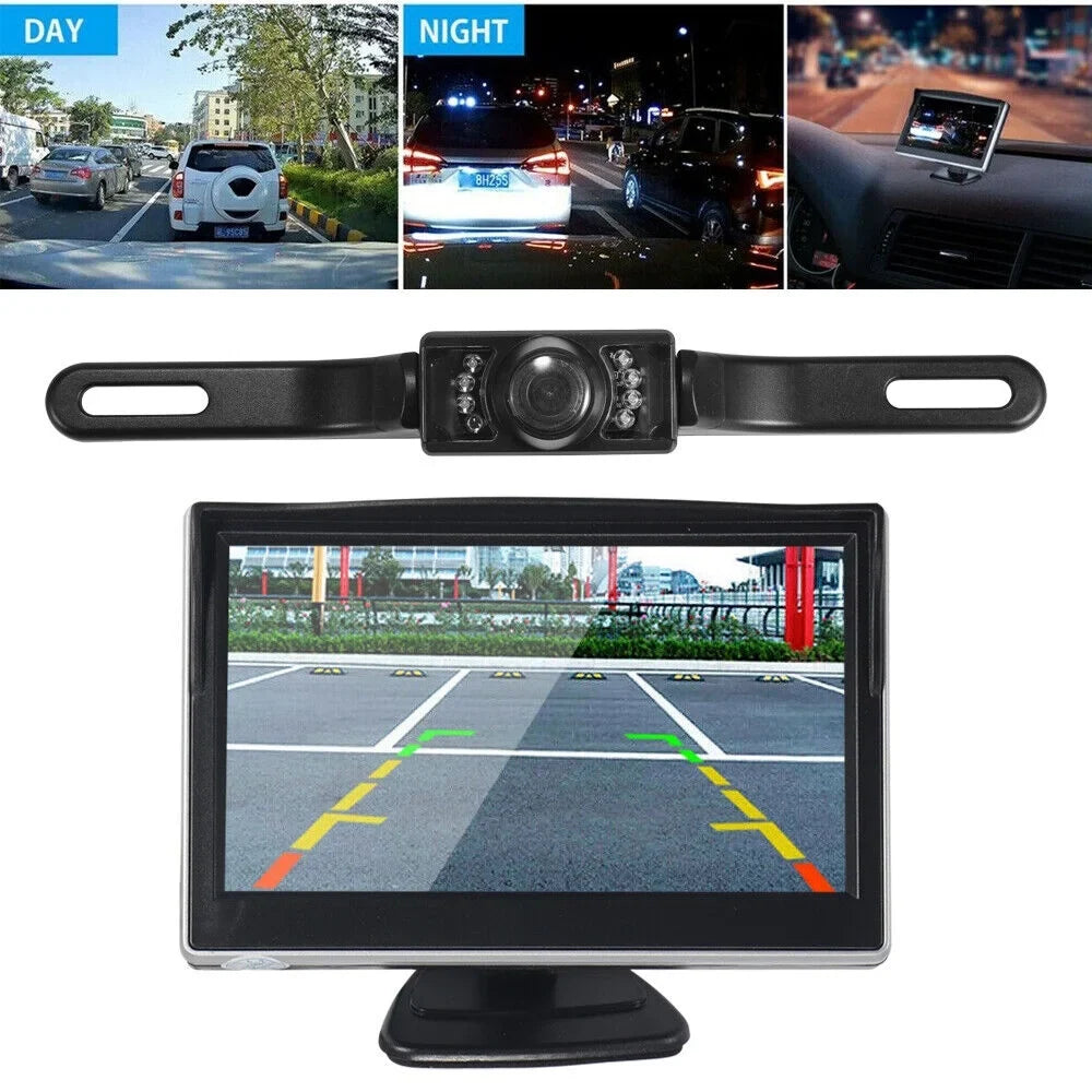 Waterproof Rear Car HD Kit Night Camera View 5" KingFurt Wireless Monitor Vision Backup