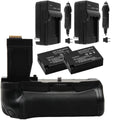 Bundle EOS 2x Cameras Battery for Kit Rebel Vivitar with Battery Power Charger Deluxe PG-T6I & Grip 1140mAh Canon