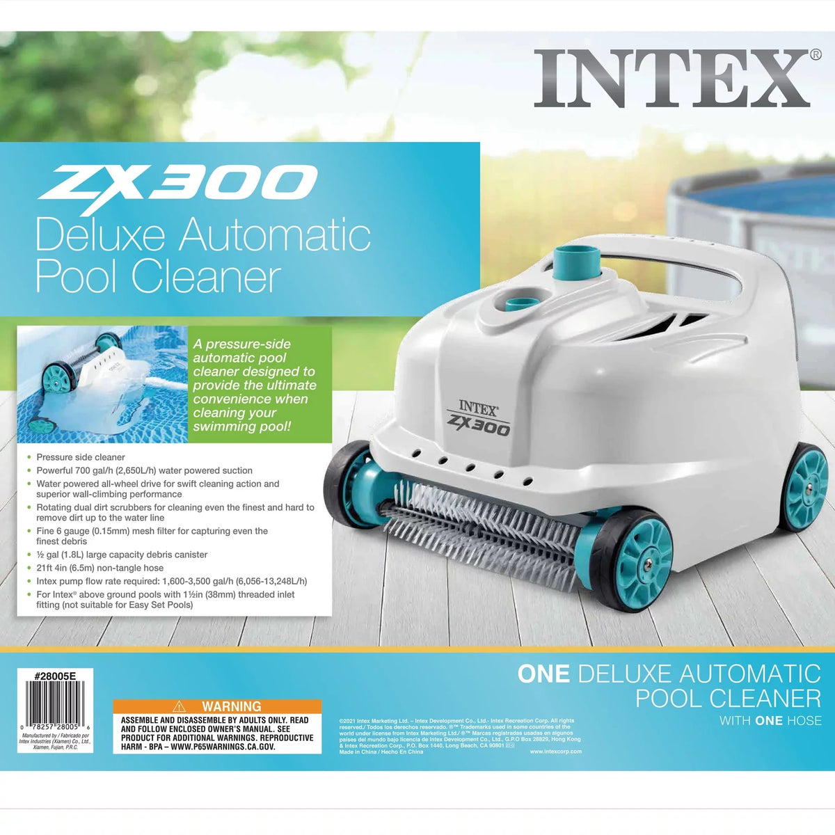 Gal Robot Ft w/ Pool Intex Cleaner Ground 700 Hose 21 Above Vacuum Hour Per