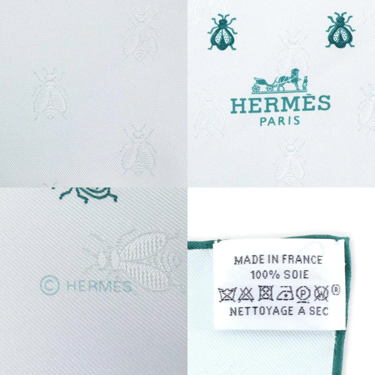 Scarf Pre-Owned Silk Blue/Green Light HERMES (Good) Unisex