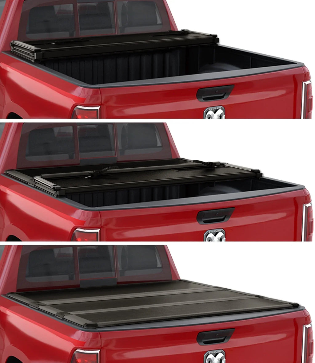 Professional Tri-Fold Deckrail 3500 System 6.4ft | 2500 FRP | Ram (74.6in) 2003-2024 Bed Bed Without Cover Kikito for Truck Hard & Rambox Tonneau 1500