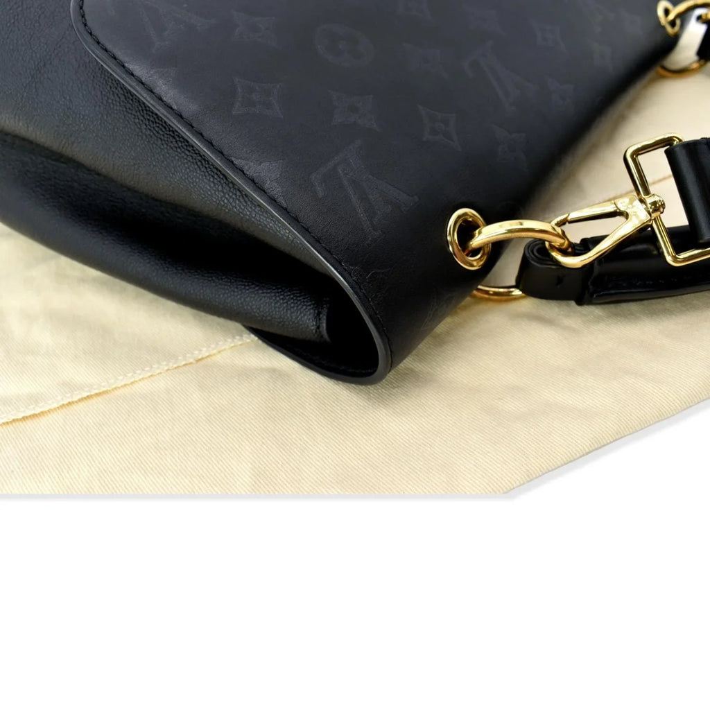 Very Bag Shoulder Leather Monogram Black LOUIS One Pre-owned Handle VUITTON
