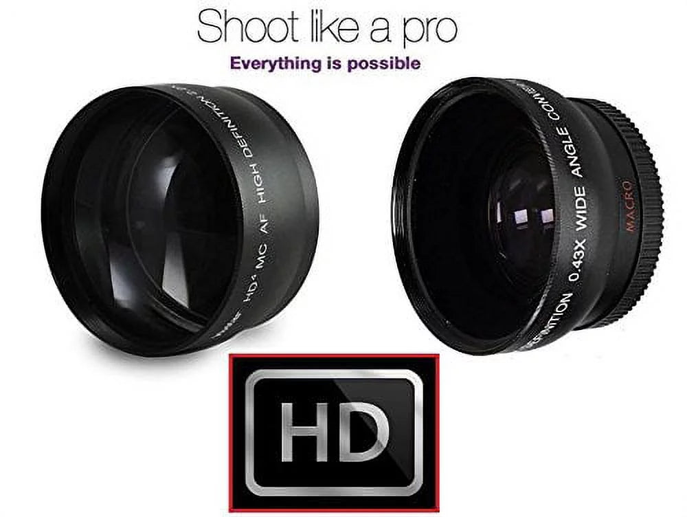 Wide 2-Pc Size Compatible) Kit Telephoto Hi-Def Lumix Lens Lens (58mm DMC-G7H & Panasonic For Set Angle