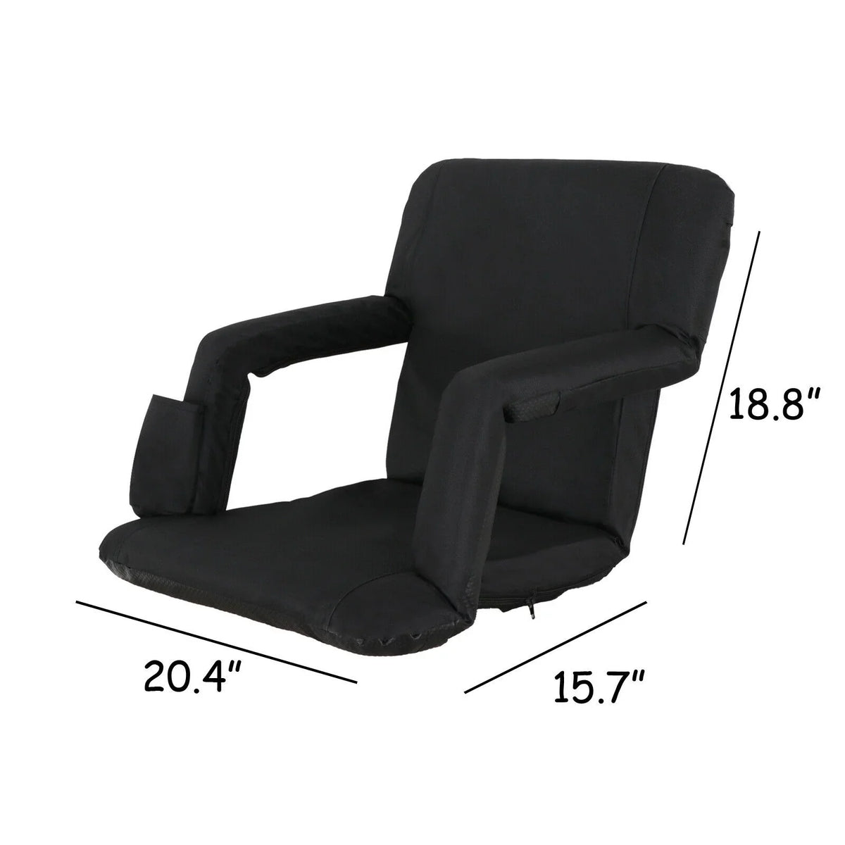 Stadium Cushion Reclining - 6 Positions, W/Padded ZENY Black Chair Bleachers Reclining Seat