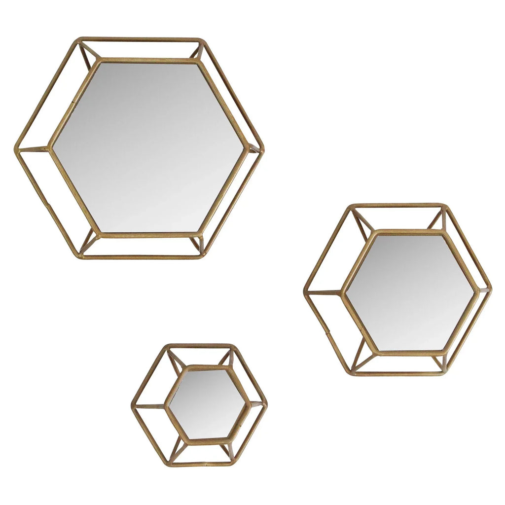 3) Wall Shanton Aspire of Brass(Set Mirrors Hexagonal by