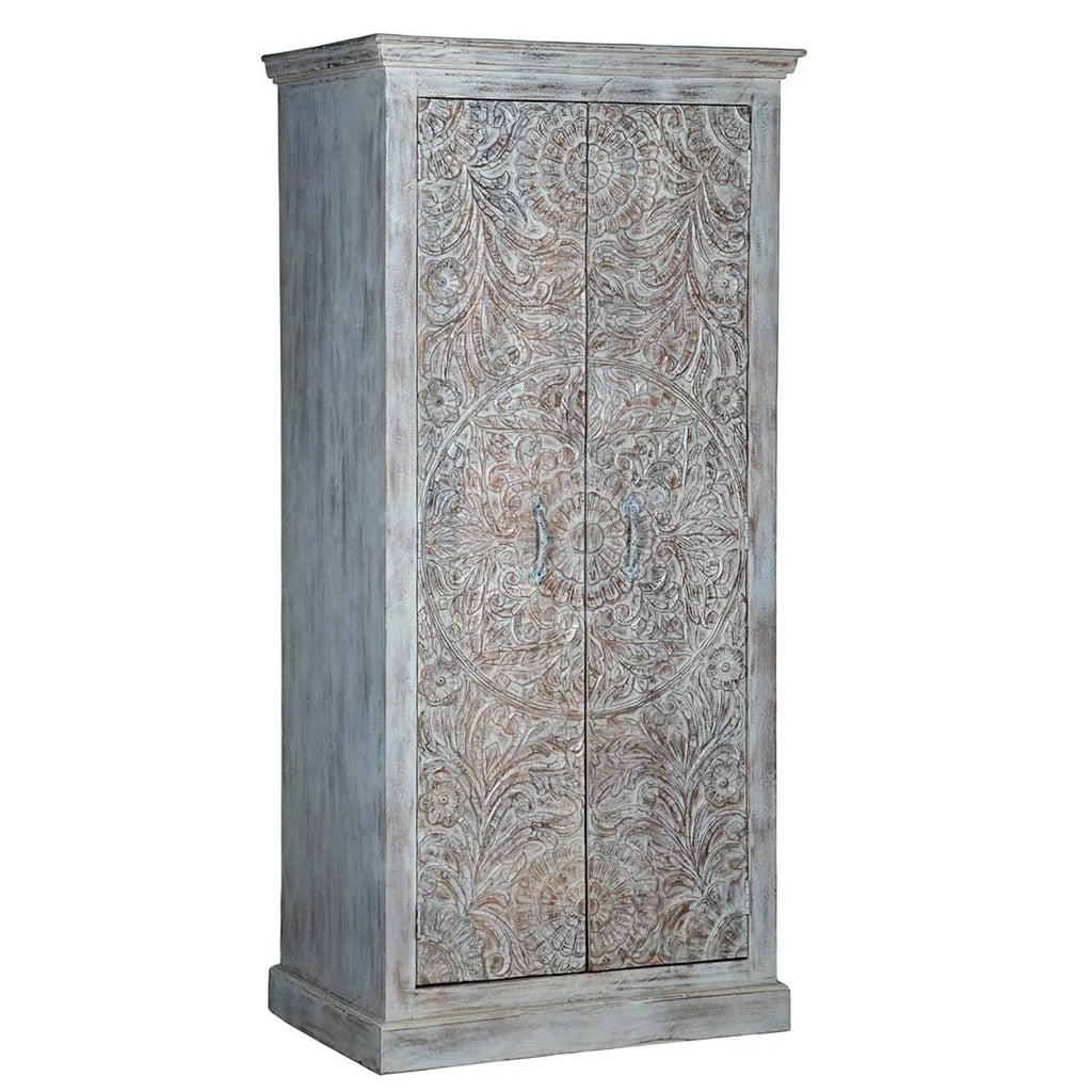 Shabby Chic Maadze Wardrobe White Carved