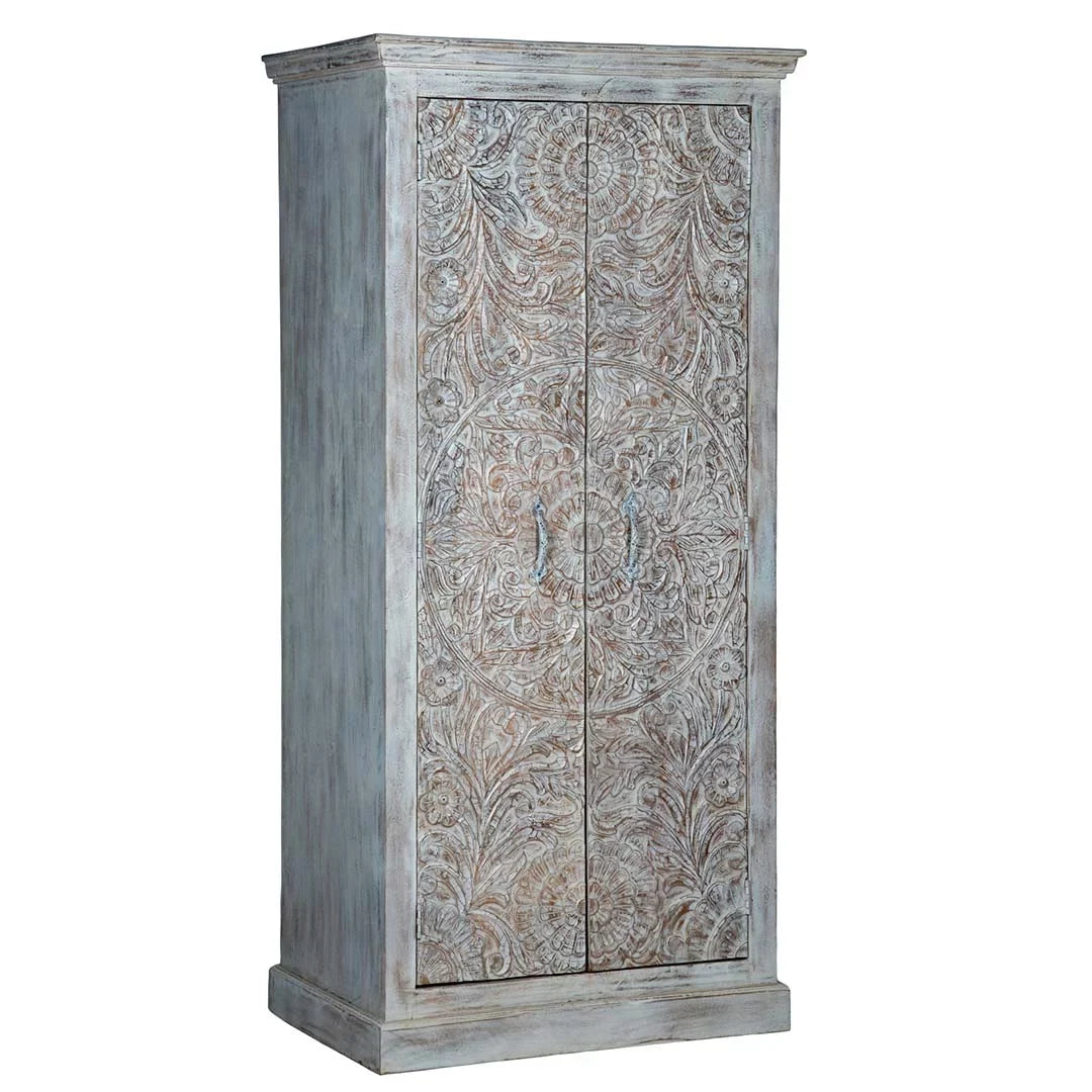 Shabby Chic Maadze Wardrobe White Carved