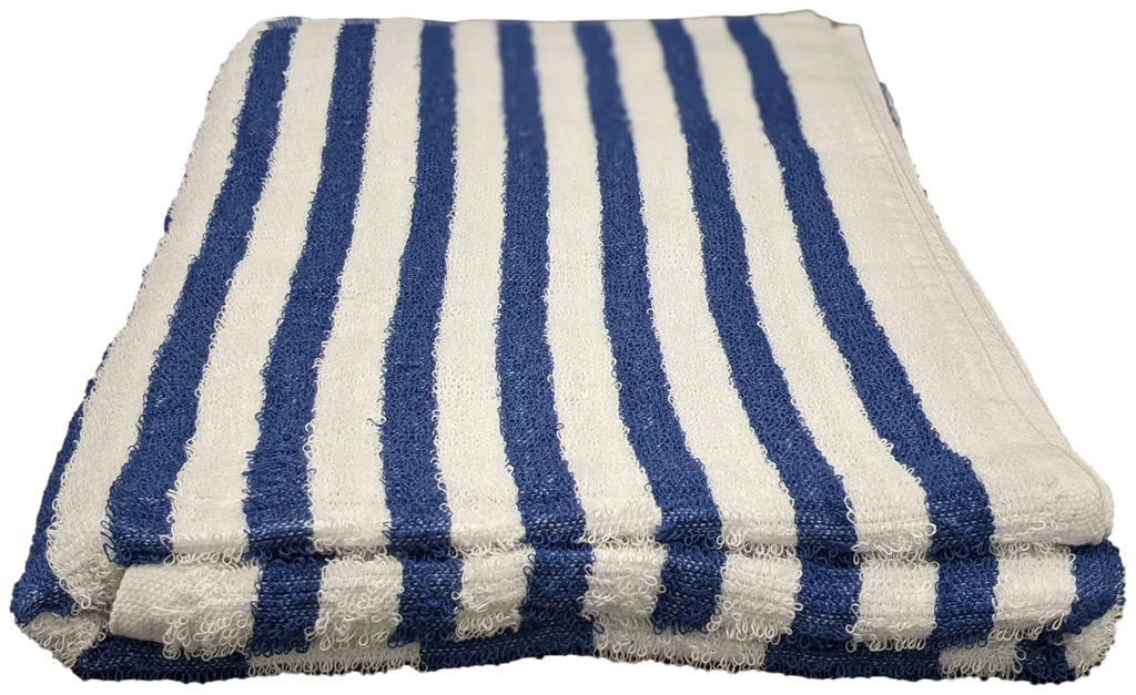 Towels 60" Cotton Striped Spa Spun Beach Blue/White x Poolside Ring Pack 100% 30" Pool 6