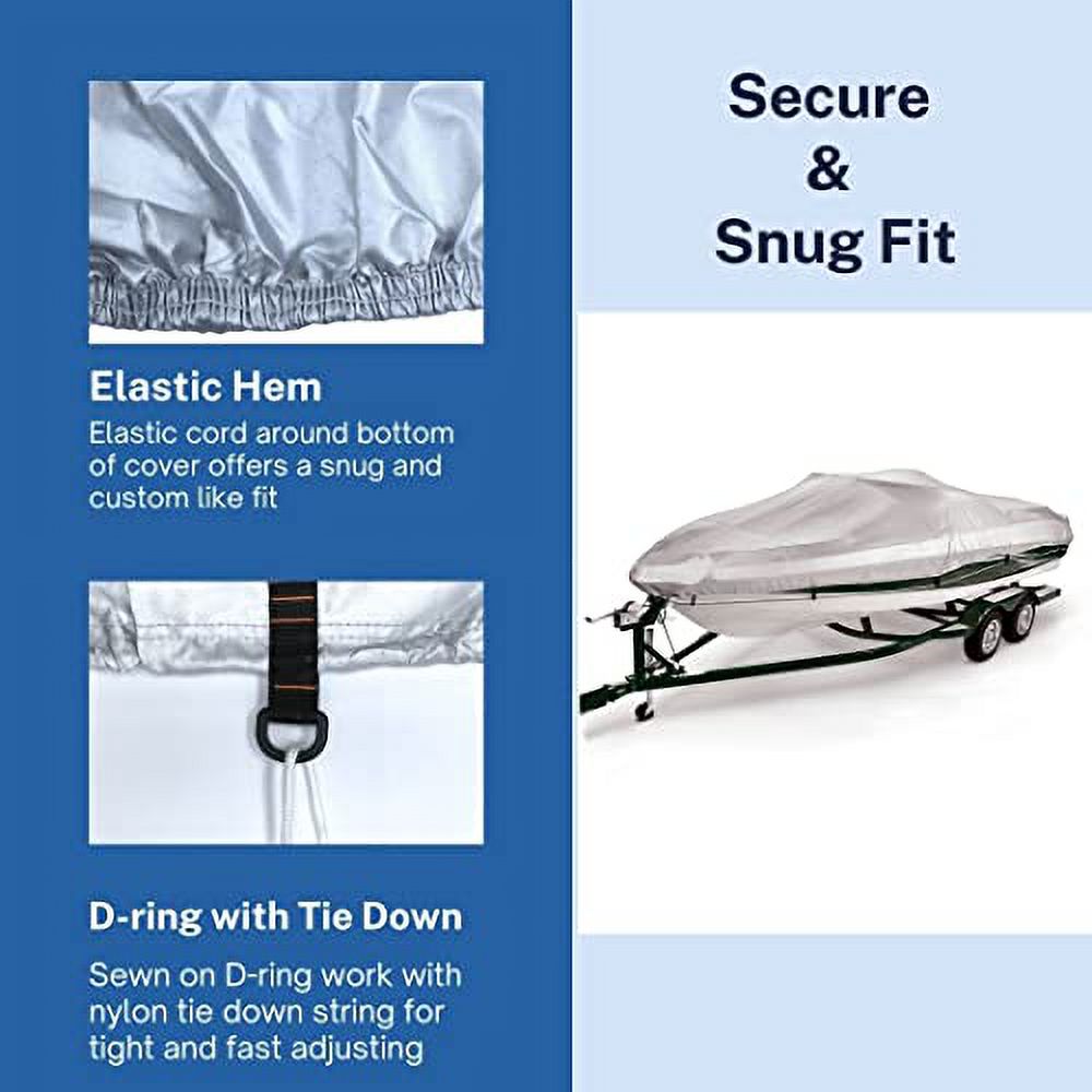 Waterproof Duty Pro-Style & 12ft-14ft to Heavy V-Hull Boats, Bass Savvycraft Long, Fish 12'-14', fits up Polyester Ski Beam 68" Marine Boat Cover Boats Grade Runabouts,