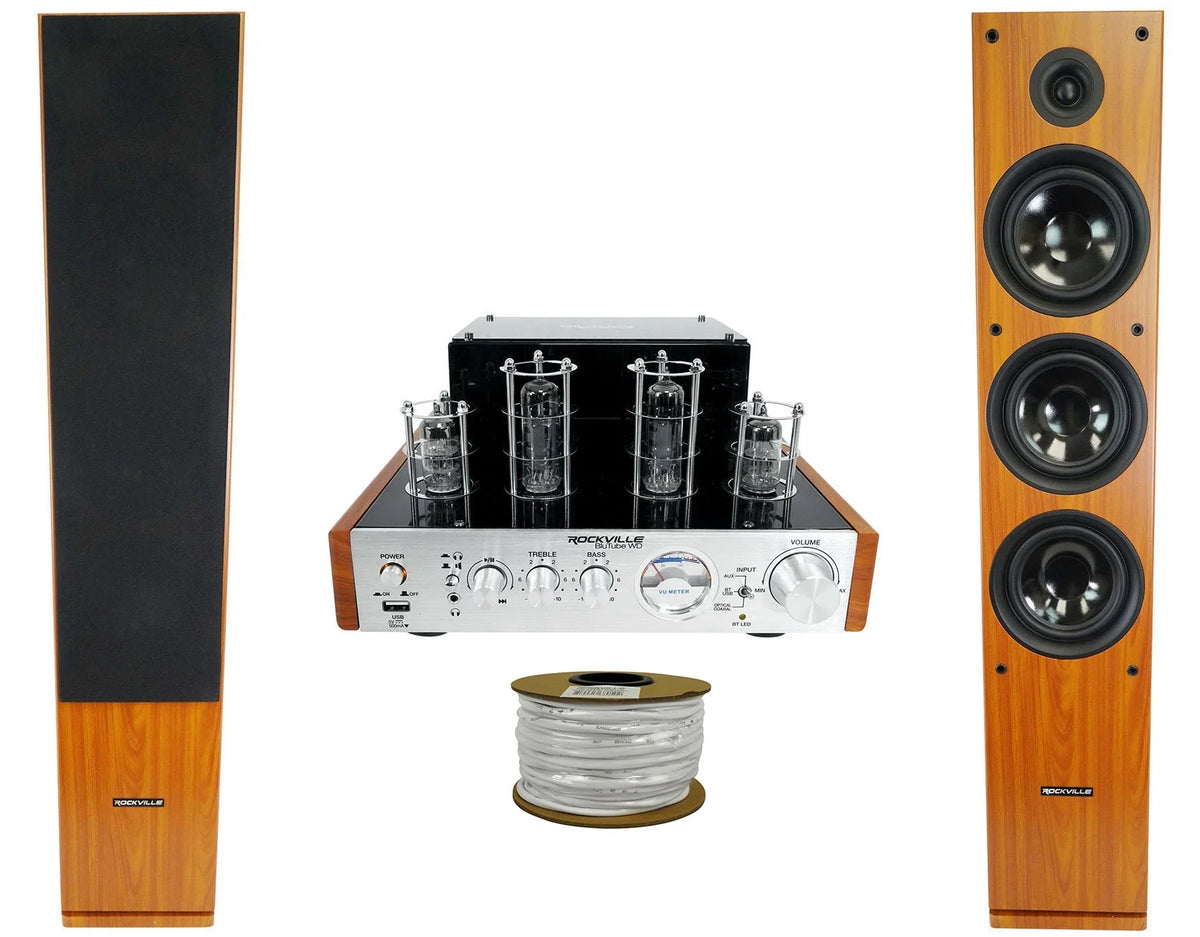 BluTube Bluetooth Tube + Tower (2) Speakers Amplifier/Home WD Rockville Receiver