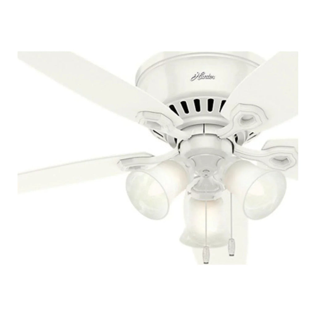 Chain, Snow 52" Profile White Pull w/ Fan Builder Fan Ceiling Low Hunter Company